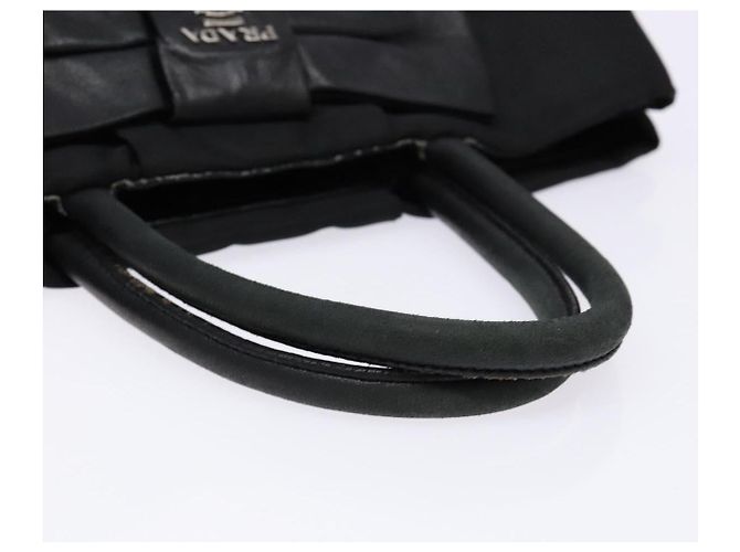 PRADA Borsa a Mano Nylon Argento Nero Auth 139576 - vista 7