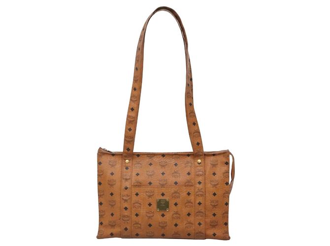 Borsa tote MCM Logogram Vicetos in pelle PVC marrone e oro Auth bs28960 - vista 13