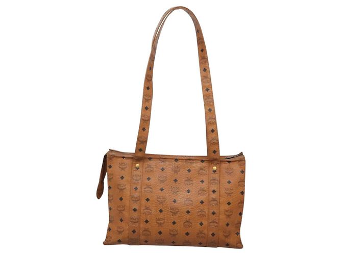 Borsa tote MCM Logogram Vicetos in pelle PVC marrone e oro Auth bs28960 - vista 2