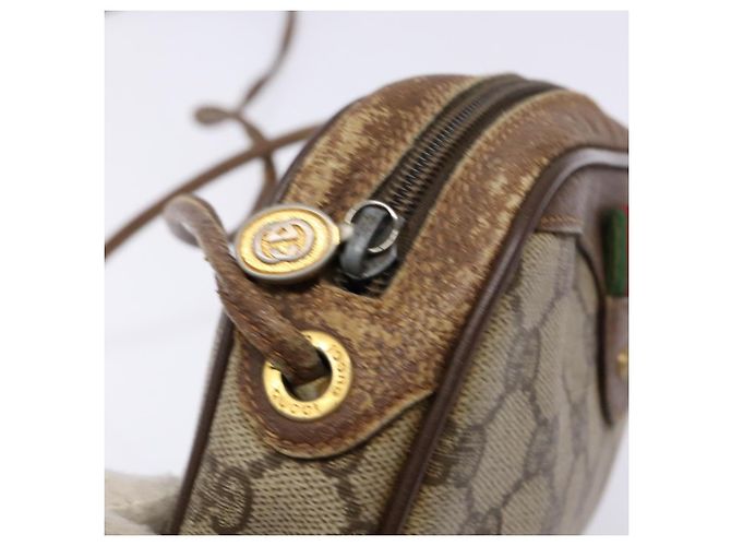 Borsa Sherry Line GG Supreme Web di GUCCI in PVC beige e oro 156 02 066 Auth 139661 D'oro - vista 10