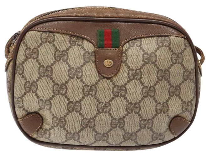 Borsa Sherry Line GG Supreme Web di GUCCI in PVC beige e oro 156 02 066 Auth 139661 D'oro - vista 13
