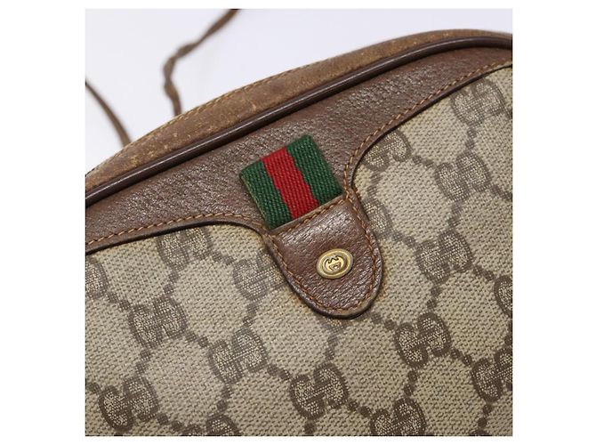 Borsa Sherry Line GG Supreme Web di GUCCI in PVC beige e oro 156 02 066 Auth 139661 D'oro - vista 17
