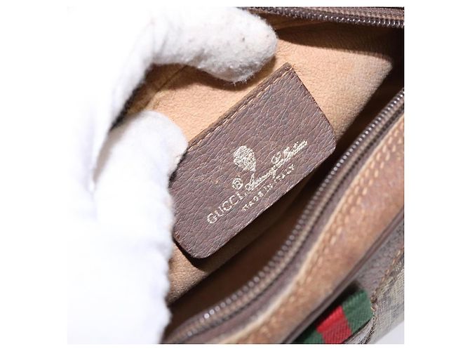 Borsa Sherry Line GG Supreme Web di GUCCI in PVC beige e oro 156 02 066 Auth 139661 D'oro - vista 18