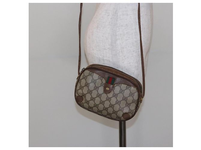 Borsa Sherry Line GG Supreme Web di GUCCI in PVC beige e oro 156 02 066 Auth 139661 D'oro - vista 21