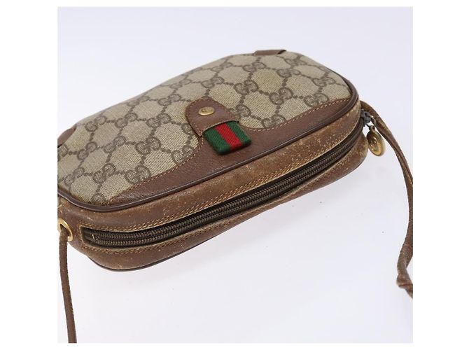 Borsa Sherry Line GG Supreme Web di GUCCI in PVC beige e oro 156 02 066 Auth 139661 D'oro - vista 6