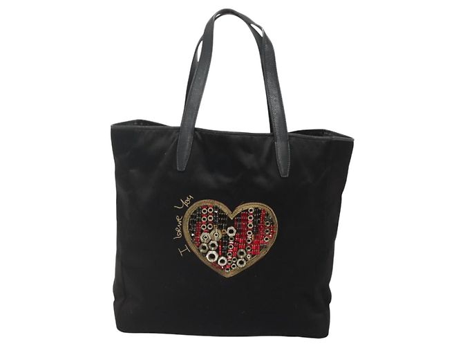 Borsa Tote LOEWE Satin Nero Oro Auth hk2946 D'oro - vista 13