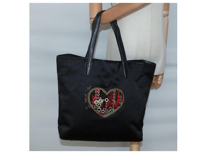 Borsa Tote LOEWE Satin Nero Oro Auth hk2946 D'oro - vista 23