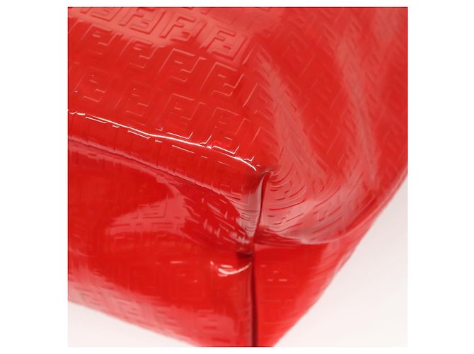 FENDI Zucchino Tote Bag Vinyl Rot Weiß Auth ep10155 - Ansicht 14