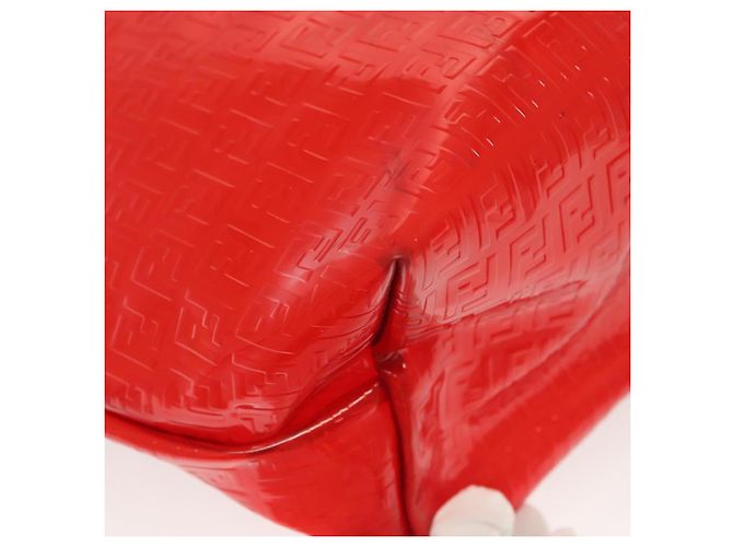 FENDI Zucchino Tote Bag Vinyl Rot Weiß Auth ep10155 - Ansicht 15