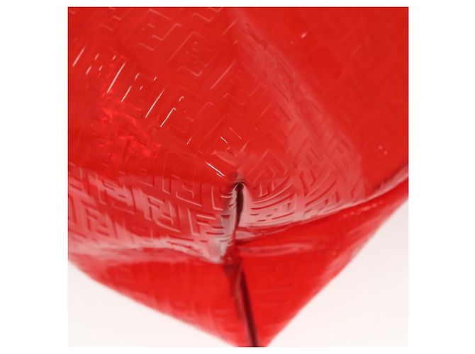 FENDI Zucchino Tote Bag Vinyl Rot Weiß Auth ep10155 - Ansicht 16