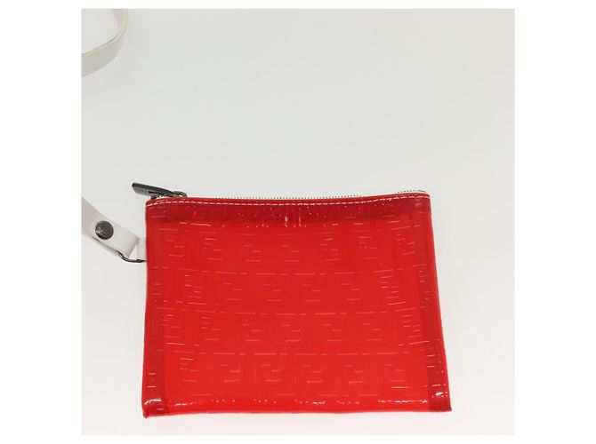 FENDI Zucchino Tote Bag Vinyl Rot Weiß Auth ep10155 - Ansicht 19