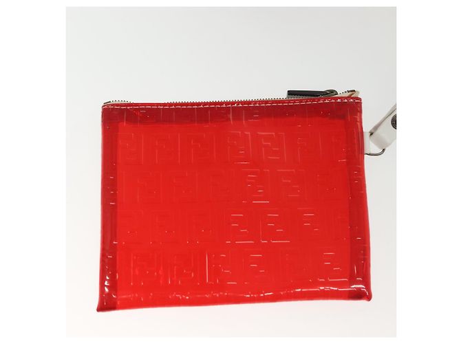 FENDI Zucchino Tote Bag Vinyl Rot Weiß Auth ep10155 - Ansicht 20