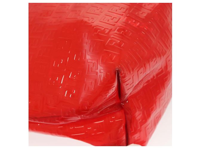 FENDI Zucchino Tote Bag Vinyl Rot Weiß Auth ep10155 - Ansicht 9