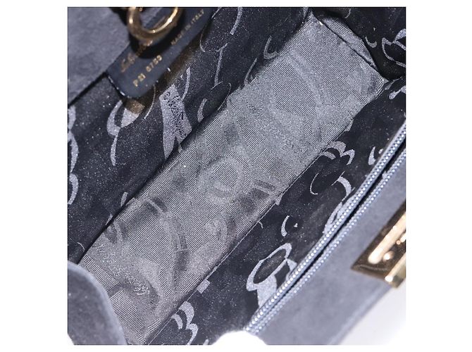 Borsa a spalla Gancini in suede nero e oro Auth BA5012 di Salvatore Ferragamo D'oro - vista 11