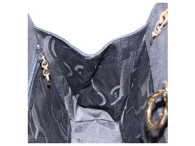 Borsa a spalla Gancini in suede nero e oro Auth BA5012 di Salvatore Ferragamo D'oro - vista 18