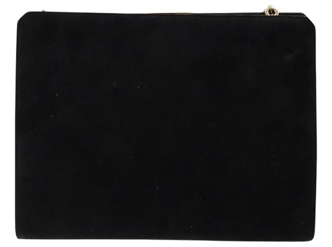 Borsa a spalla Gancini in suede nero e oro Auth BA5012 di Salvatore Ferragamo D'oro - vista 2