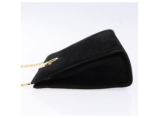 Borsa a spalla Gancini in suede nero e oro Auth BA5012 di Salvatore Ferragamo D'oro - vista 4