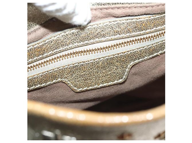 Borsa Tote in Pelle Jimmy Choo Studs Champagne Oro Auth bs28966 D'oro - vista 10