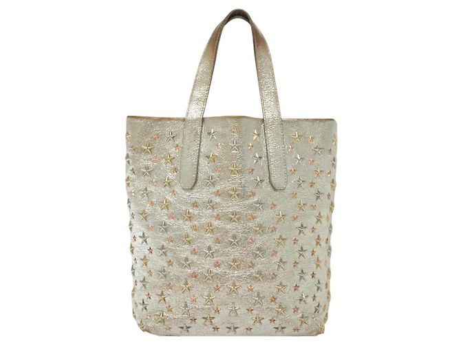 Borsa Tote in Pelle Jimmy Choo Studs Champagne Oro Auth bs28966 D'oro - vista 13
