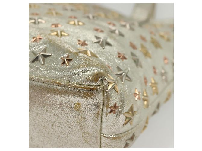 Borsa Tote in Pelle Jimmy Choo Studs Champagne Oro Auth bs28966 D'oro - vista 14