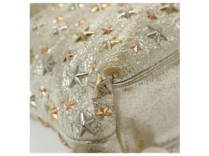 Borsa Tote in Pelle Jimmy Choo Studs Champagne Oro Auth bs28966 D'oro - vista 15