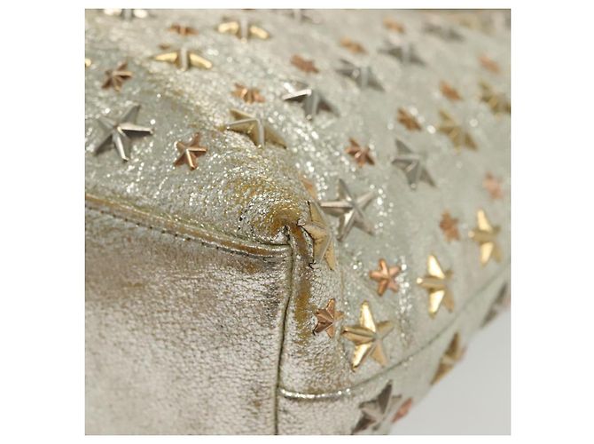 Borsa Tote in Pelle Jimmy Choo Studs Champagne Oro Auth bs28966 D'oro - vista 16