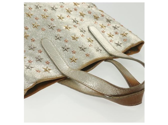 Borsa Tote in Pelle Jimmy Choo Studs Champagne Oro Auth bs28966 D'oro - vista 6
