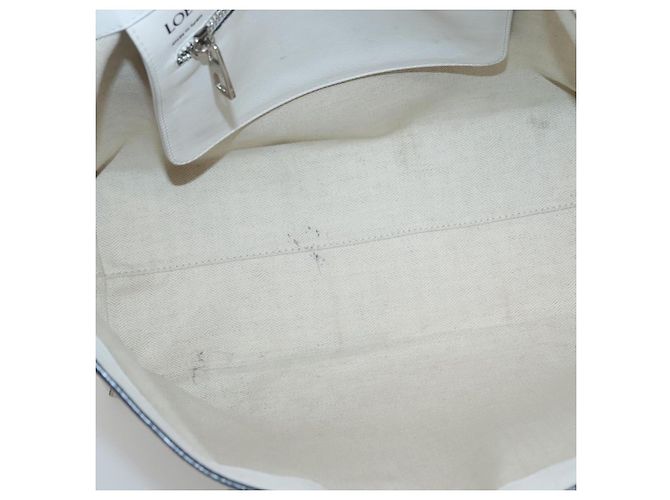LOEWE Anagram East West Shopper Tote Bag Leder Weiß Silber Auth bs28939 - Ansicht 10