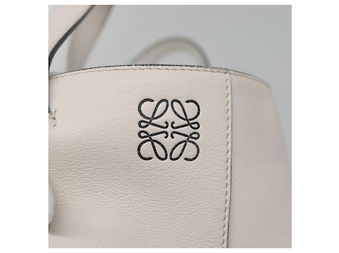 LOEWE Anagram East West Shopper Tote Bag Leder Weiß Silber Auth bs28939 - Ansicht 17