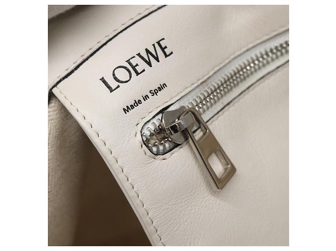 LOEWE Anagram East West Shopper Tote Bag Leder Weiß Silber Auth bs28939 - Ansicht 18