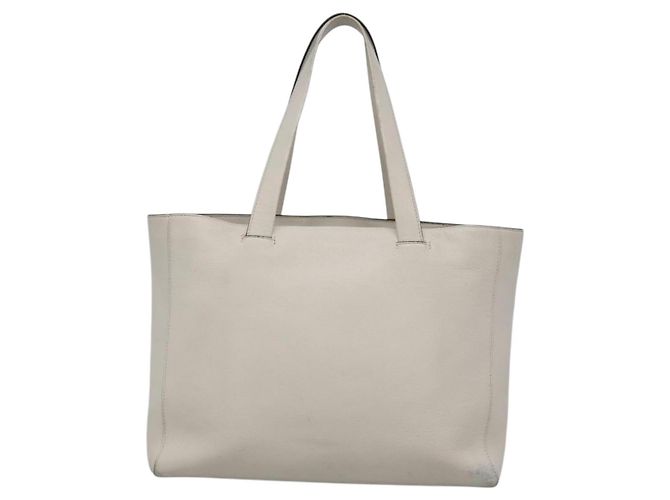 LOEWE Anagram East West Shopper Tote Bag Leder Weiß Silber Auth bs28939 - Ansicht 2