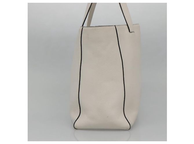 LOEWE Anagram East West Shopper Tote Bag Leder Weiß Silber Auth bs28939 - Ansicht 3