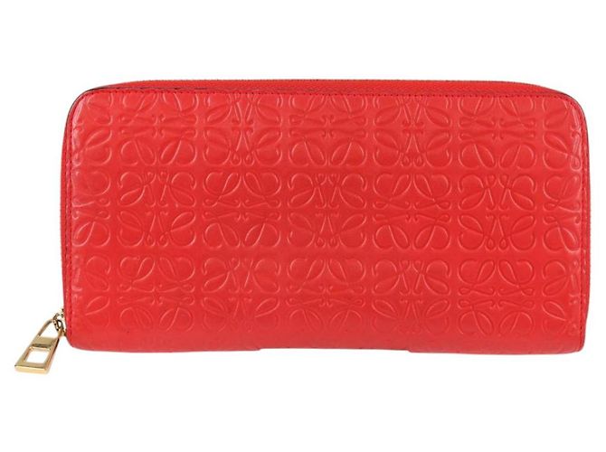 LOEWE Anagramm Langer Geldbeutel Leder Rot Auth 138577M - Ansicht 13