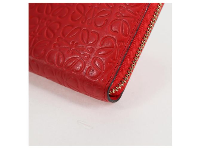 LOEWE Anagramm Langer Geldbeutel Leder Rot Auth 138577M - Ansicht 14