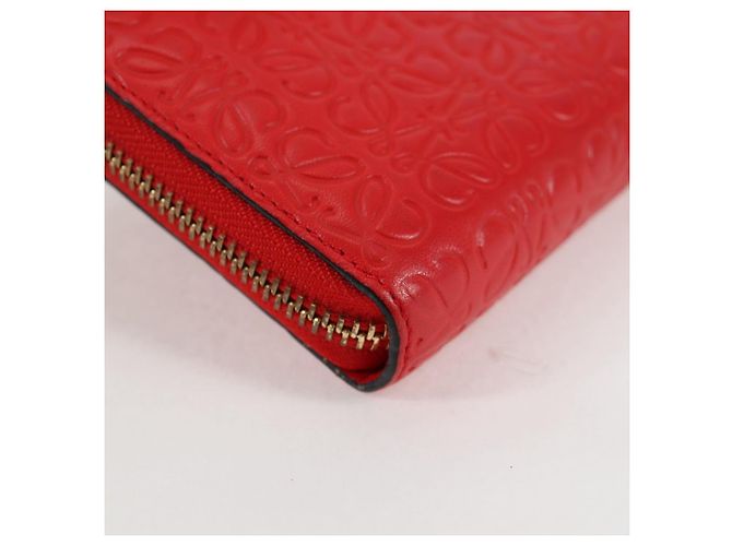 LOEWE Anagramm Langer Geldbeutel Leder Rot Auth 138577M - Ansicht 15