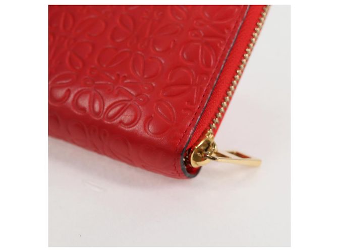 LOEWE Anagramm Langer Geldbeutel Leder Rot Auth 138577M - Ansicht 16