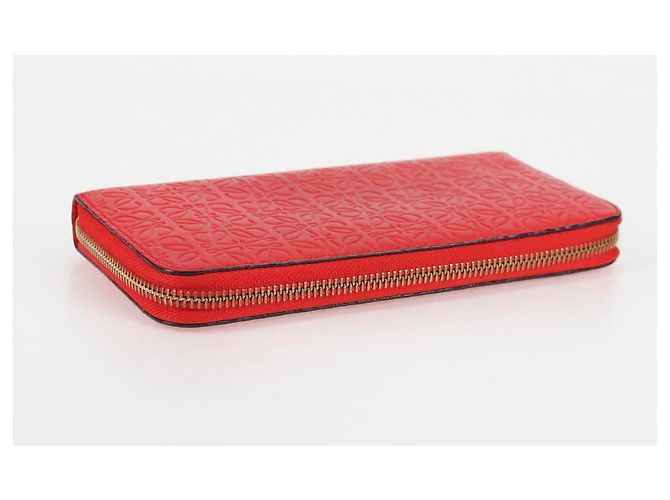 LOEWE Anagramm Langer Geldbeutel Leder Rot Auth 138577M - Ansicht 5
