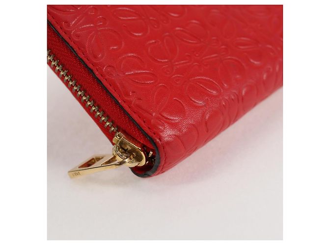 LOEWE Anagramm Langer Geldbeutel Leder Rot Auth 138577M - Ansicht 7
