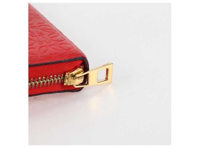 LOEWE Anagramm Langer Geldbeutel Leder Rot Auth 138577M - Ansicht 8