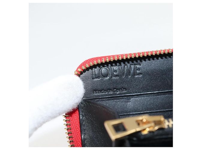 LOEWE Anagramm Langer Geldbeutel Leder Rot Auth 138577M - Ansicht 9