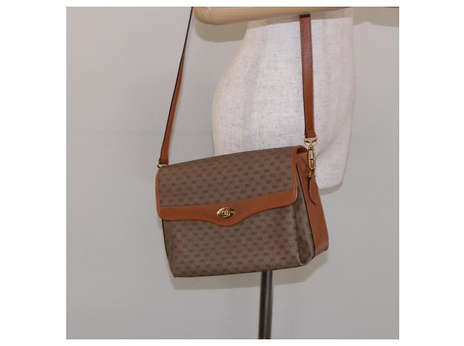 Gucci Borsa a Spalla Micro GG Supreme PVC Beige 001 115 6165 8031 Auth ep10240 D'oro - vista 23