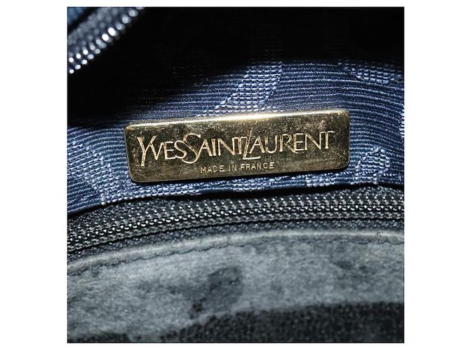 Saint Laurent Sac à bandoulière en toile bleu marine et or Auth bs28993 Doré - vue 10