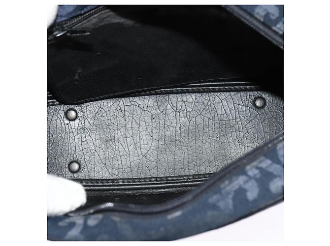 Saint Laurent Sac à bandoulière en toile bleu marine et or Auth bs28993 Doré - vue 11