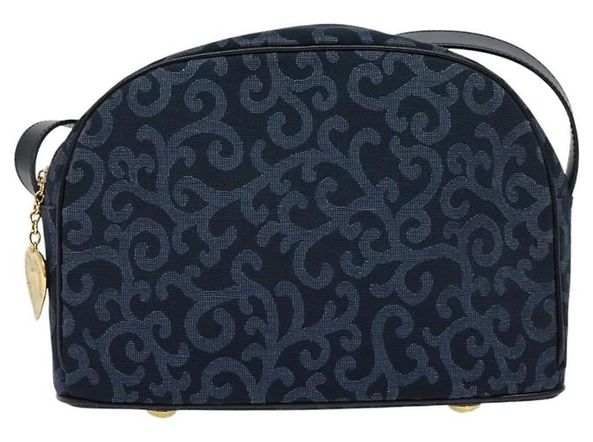 Saint Laurent Sac à bandoulière en toile bleu marine et or Auth bs28993 Doré - vue 13