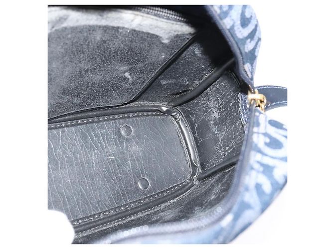 Saint Laurent Sac à bandoulière en toile bleu marine et or Auth bs28993 Doré - vue 18