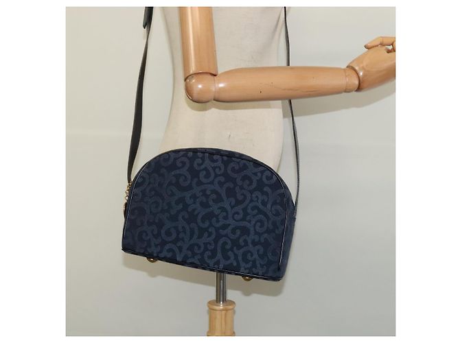 Saint Laurent Sac à bandoulière en toile bleu marine et or Auth bs28993 Doré - vue 20