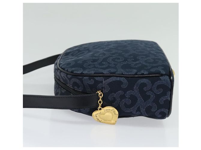 Saint Laurent Sac à bandoulière en toile bleu marine et or Auth bs28993 Doré - vue 3