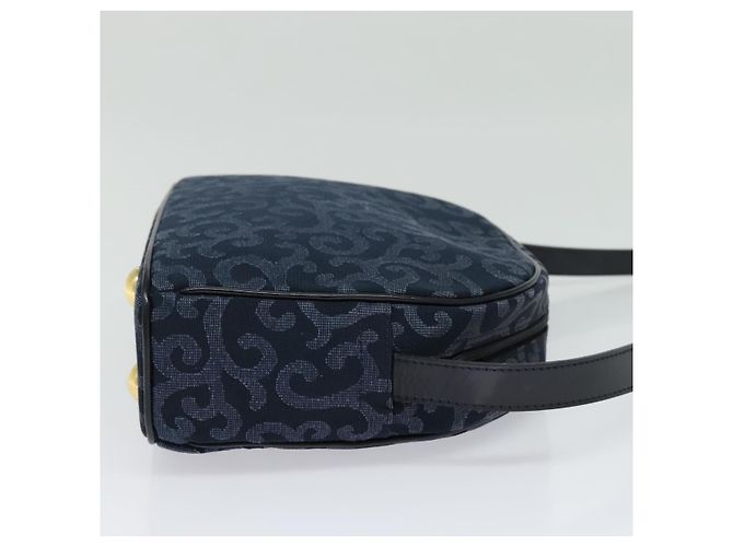 Saint Laurent Sac à bandoulière en toile bleu marine et or Auth bs28993 Doré - vue 4
