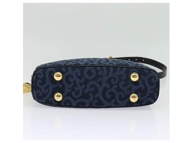 Saint Laurent Sac à bandoulière en toile bleu marine et or Auth bs28993 Doré - vue 5