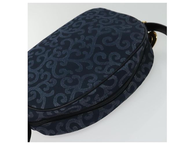 Saint Laurent Sac à bandoulière en toile bleu marine et or Auth bs28993 Doré - vue 6